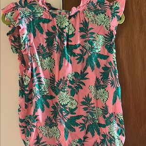 LOFT Pink Flutter Sleeve Ruffled Blouse